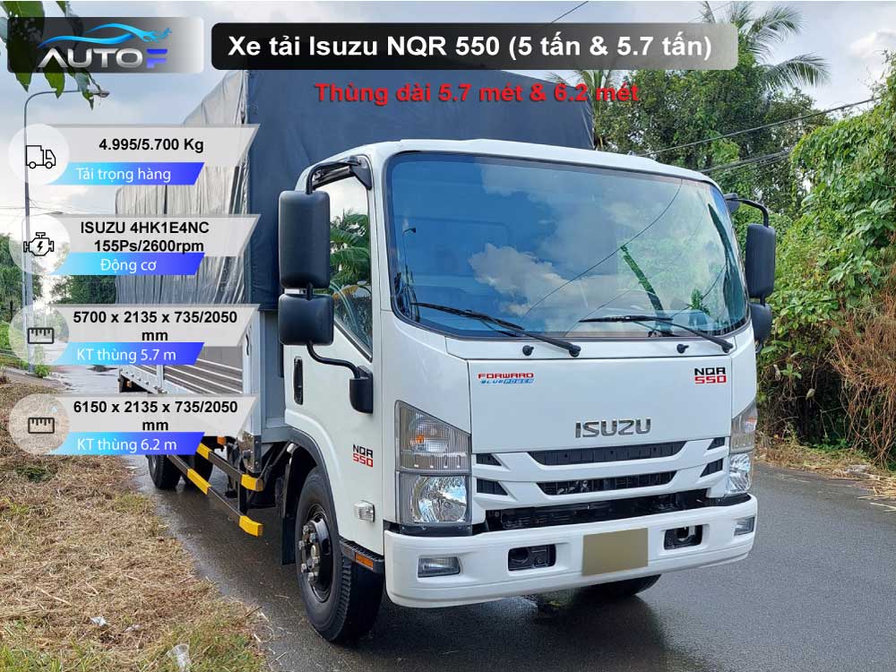 Isuzu NQR 550 (Tải 5T và 5.7T; Dài: 5.7m và 6.2m): Thông số, giá bán (11/2023)